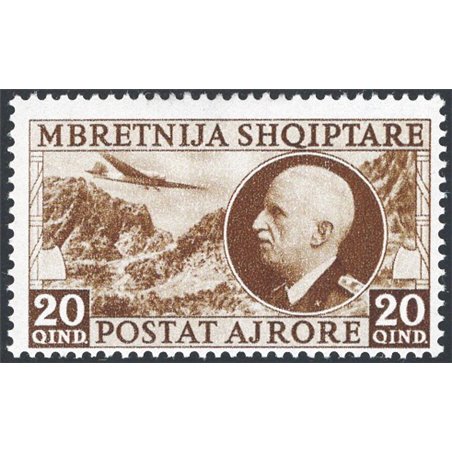 Albania 1939 P.A. Vitt. Emanuele 20 q. bruno n° 4 Cert. CiBaFil Cat. € 375 (**)