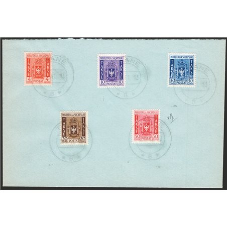 Albania 1940 Revenue stamp featuring the Albanian coat of arms on a philatelic letter cancelled in Tirana series no. 1/5 CiBaFil