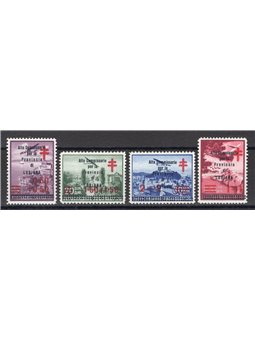 Ljubljana 1941 Yugoslav Red Cross stamps with overprint series no. 57/60 certified by Sorani catalogue price €2,500 (**)