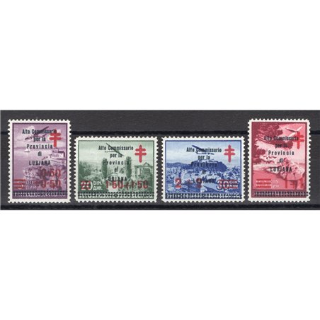 Ljubljana 1941 Yugoslav Red Cross stamps with overprint series no. 57/60 certified by Sorani catalogue price €2,500 (**)