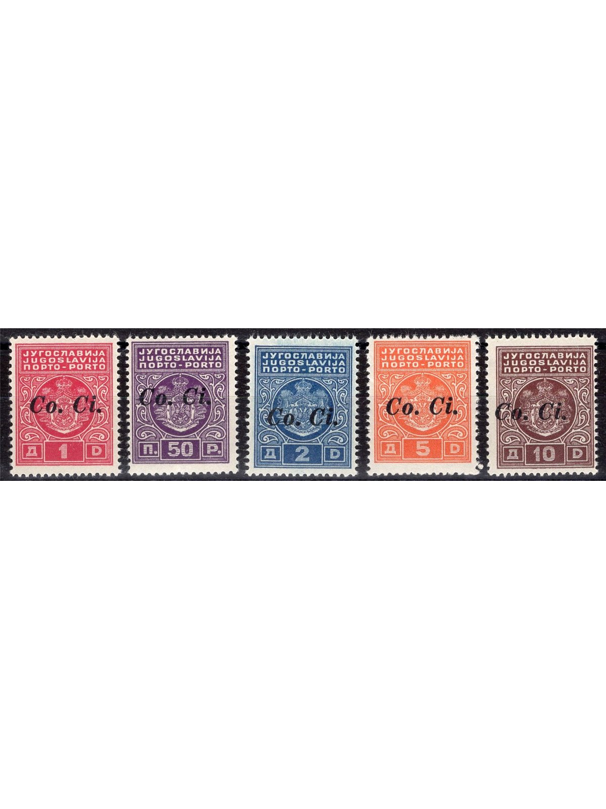 Lubiana 1941 Segnatasse. soprast. "Co. Ci." serie n° 1/5 Cat. € 150 (**)