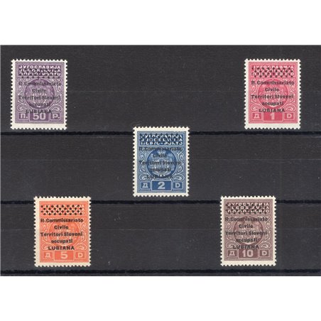 Lubiana 1941 Segnatasse. soprast. serie n° 6/10 Cert. Biondi Cat. € 350 (**)