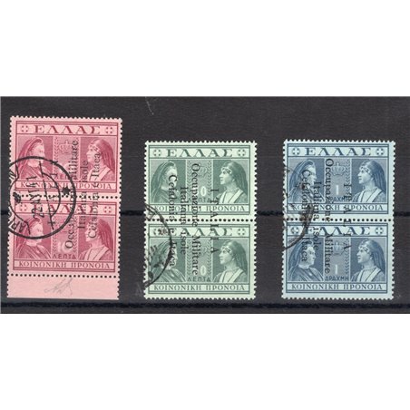 Kefalonia and Ithaca Argostoli 1941 Greek stamps Social Security overprint series no. 29/31 CiBaFil certified Cat. €480 (U)