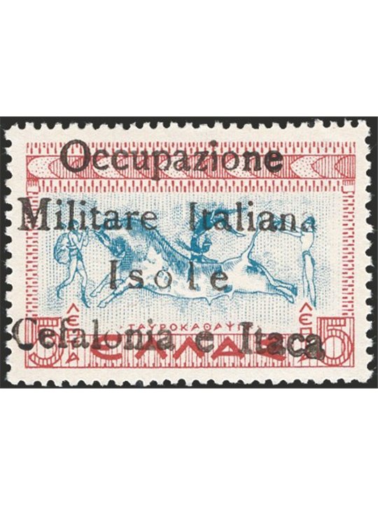 Cefalonia e Itaca Emissione di Itaca 1941 Mitologica 5 l. bruno rosso e azzurro con soprast. a mano “Occupazione Militare Italia