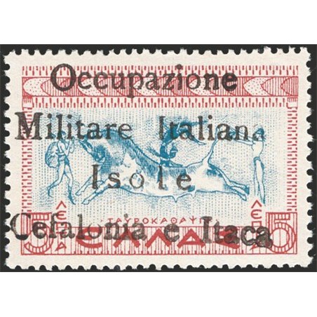Cefalonia e Itaca Emissione di Itaca 1941 Mitologica 5 l. bruno rosso e azzurro con soprast. a mano “Occupazione Militare Italia