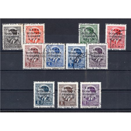 Fiumano Kupa area 1941 Yugoslavia stamps King Peter overprint series No. 1/10 + 12 CiBaFil certificate catalogue value €900 (U)
