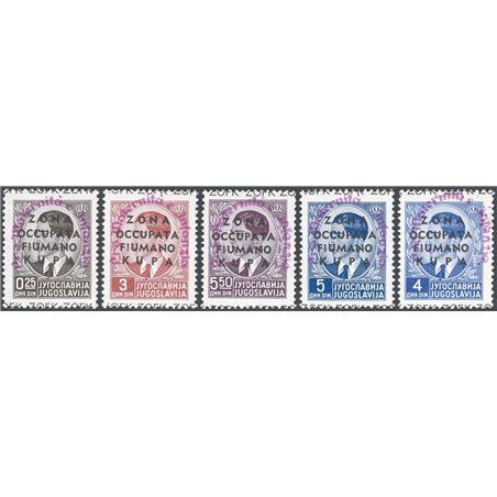 Zona Fiumano Kupa 1941 Pro Opera Nazionale Maternità Infanzia con soprast. in lilla non emessi serie n° 42 + 46/49 tiratura 100.