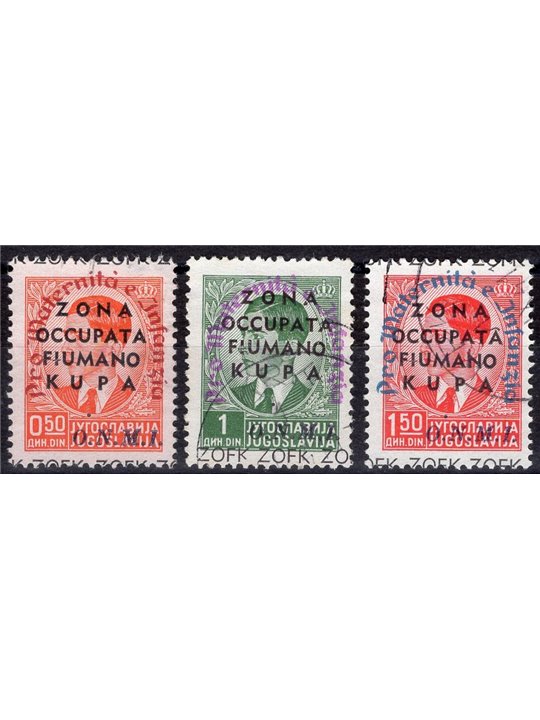 Zona Fiumano Kupa 1941 Opera Nazionale Maternità ed Infanzia serie n° 36/38 Cat. € 110 (U)