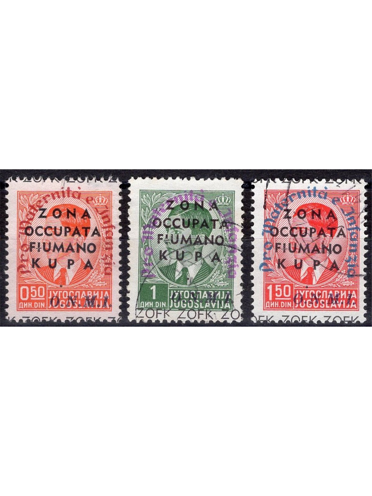 Zona Fiumano Kupa 1941 Opera Nazionale Maternità ed Infanzia serie n° 36/38 Cat. € 110 (U)