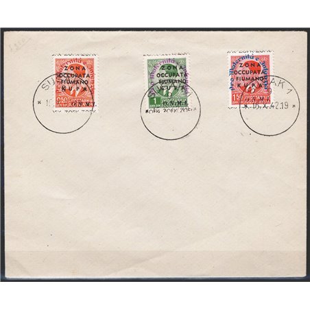 Fiumano Kupa Zone 1942 Philatelic letter franked with the National Organisation for Motherhood and Childhood series nos. 36/38 c