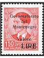 Montenegro 1942 Re Pietro 1,50 d. rosso pezzo chiave della serie n° 41 Cert. CiBaFil Cert. Biondi Cat. € 800 (**)