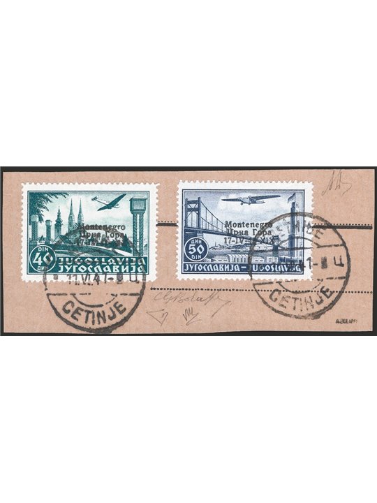 Montenegro 1943 U/Fr P.A. ‘Stamps of Yugoslavia’ with ‘Montenegro’ overprint signed certificate