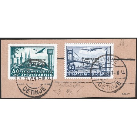 Montenegro 1943 U/Fr P.A.Francobolli di Jugoslavia soprast. Montenegro Firm Cert