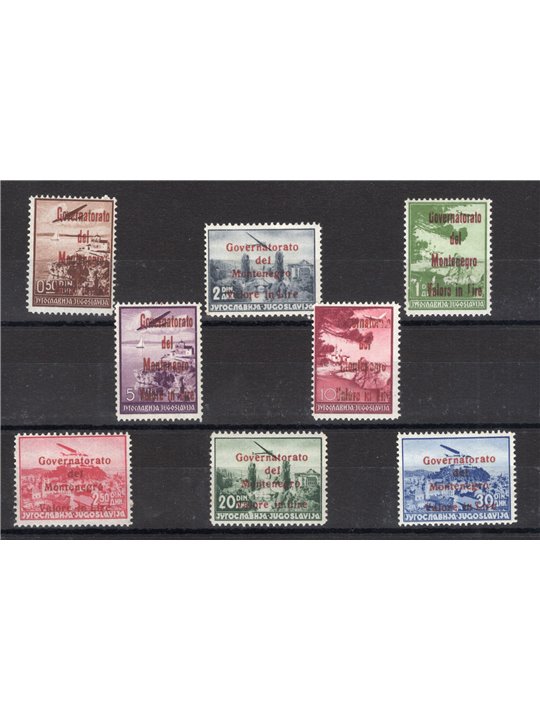 Montenegro 1941 P.A. soprast. serie n° 18/25 Cert. Biondi Cat. € 8.000 (**)
