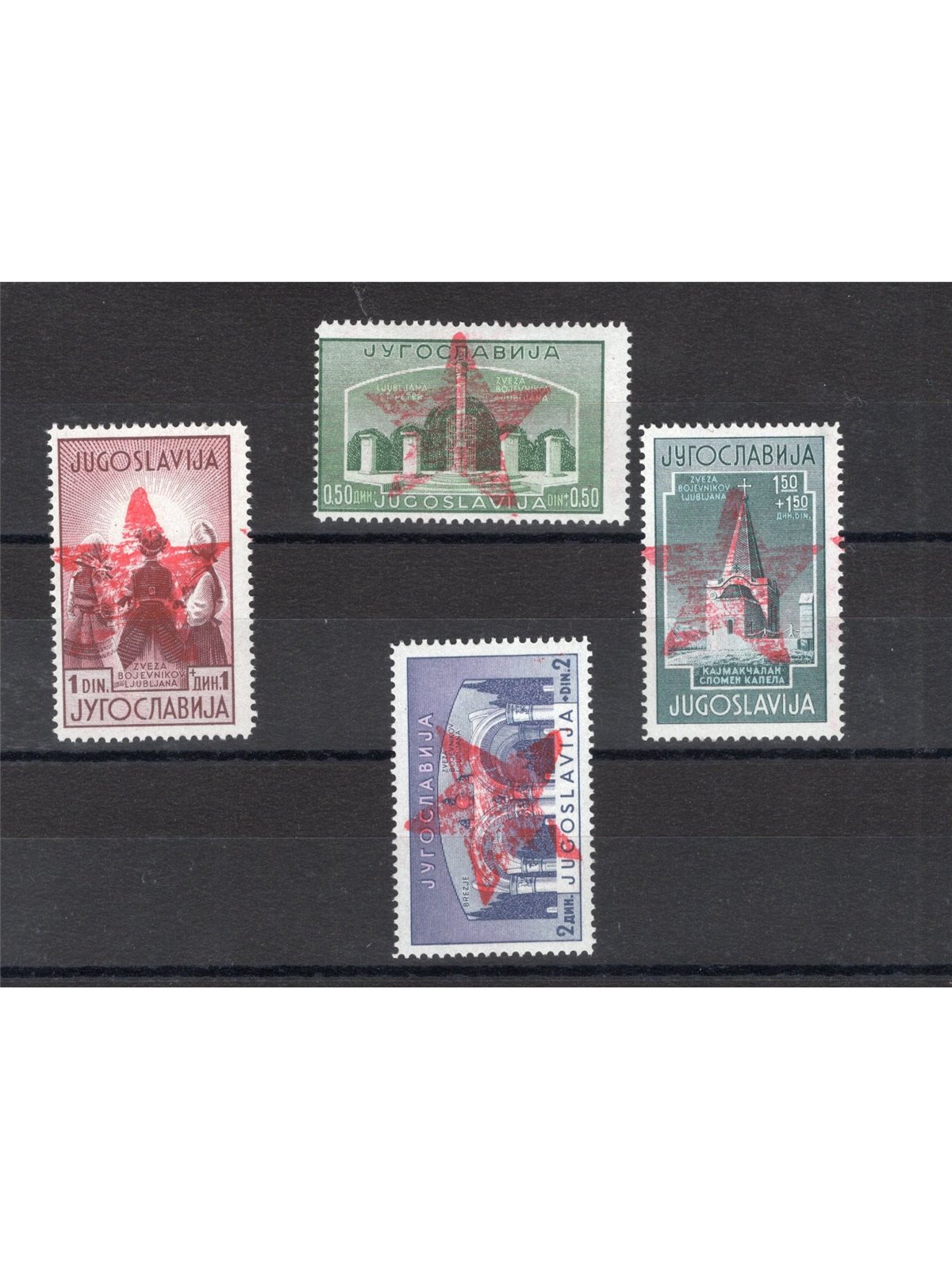 Free Montenegro Partisans of Ivangrad 1943/44 Legionnaires with a carmine-red overprint of a large CEI star series no. 50/53. Si