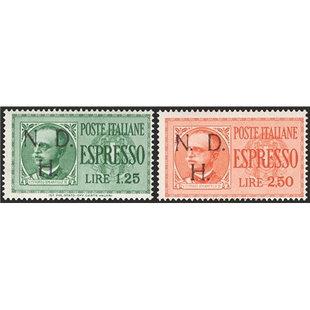 Yugoslavia Primosten 1944 Express stamps with hand-stamped overprint “N.D.H.” print run of 20 sets CEI series no. 23/24. Signed 