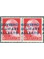 Napoli 1943 Imperiale 20 c. in coppia con soprast. fortemente spostata a sinistra n° 10Ag. Firm. Chia Cert. Biondi Cat. € 187 (*
