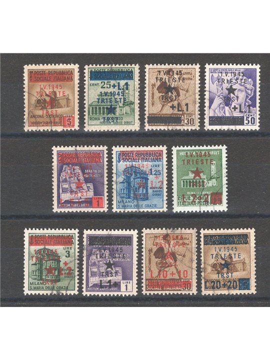 Trieste: Destroyed Monuments overprint series no. 1/11 Cat. € 90 (U)