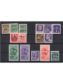 Istria (Pola) 1945 Soprast. serie n° 22/36 Cert. CiBaFil Cat. € 500 (*)