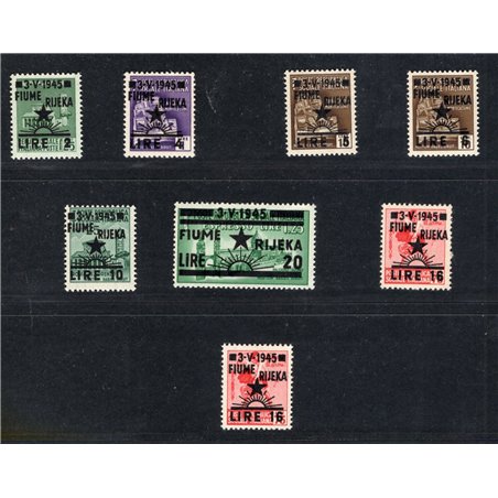 Fiume 1946 Collezione completa serie n° 14/20 + 21 Cert. CiBaFil Cat. € 430 (**)