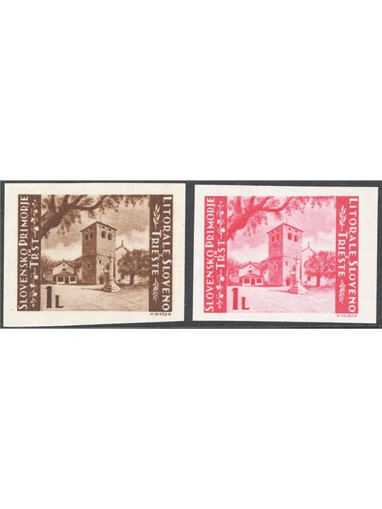 Istria e Litorale sloveno 1946 Cattedrale di S. Giusto n° 60A/60B Cat. € 120