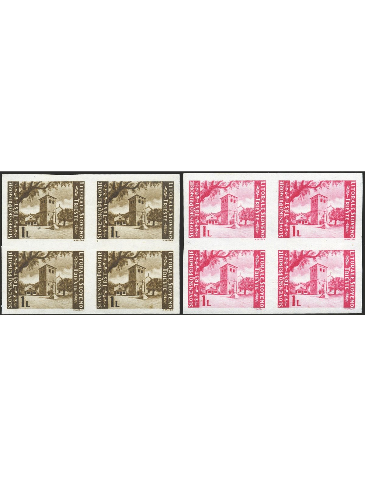 Istria e Litorale Sloveno 1946 S. Giusto serie n° 60A/B in quartina Cat. € 960+ (**)