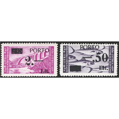 Istria and the Slovenian Littoral 1946 overprint with different typeface no. 6A/7A CiBaFil Certificate Cat. €950 (**)
