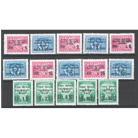 Litorale Sloveno (Ammin. Militare Jugoslava) 1947 Soprast. la serie completa serie n° 67/76 + St. 20/24 Cat. € 78 (**)