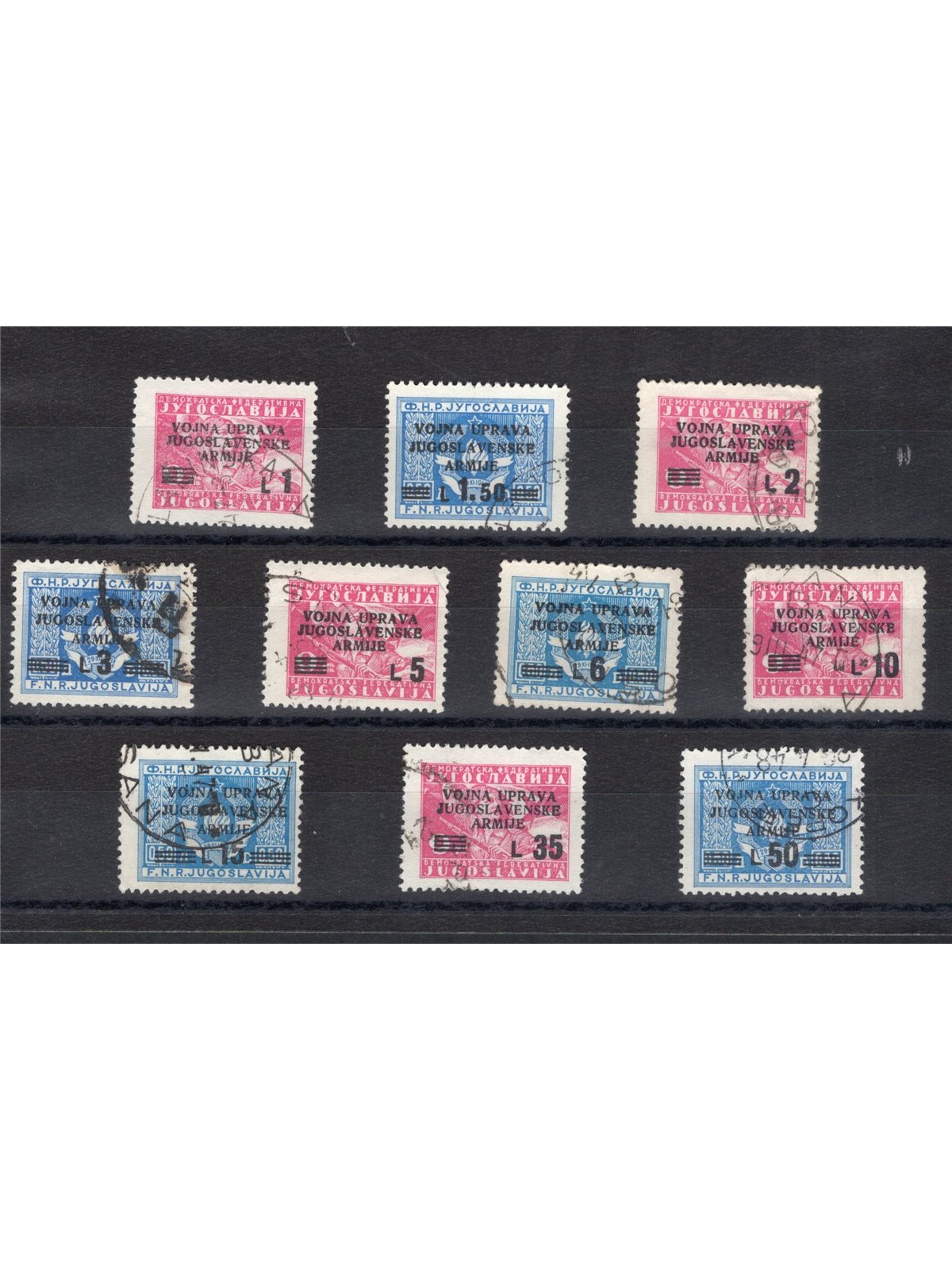 Slovenian Littoral (Yugoslav Military Administration) 1947 Overprinted series nos. 67/76 Cat. €250 (U)