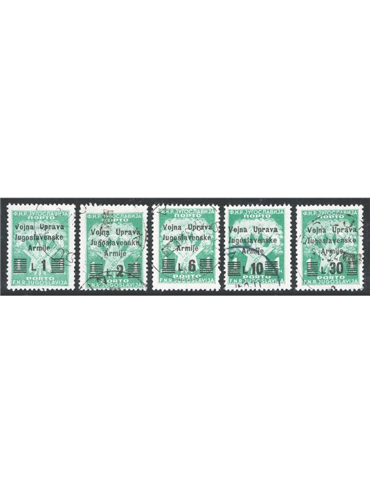 Slovenian Littoral (Yugoslav Military Administration) 1947 Overprinted revenue stamp series nos. 20/24 Cat. €150 (U)