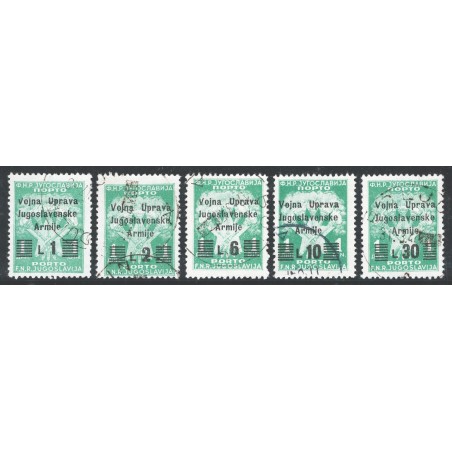 Slovenian Littoral (Yugoslav Military Administration) 1947 Overprinted revenue stamp series nos. 20/24 Cat. €150 (U)