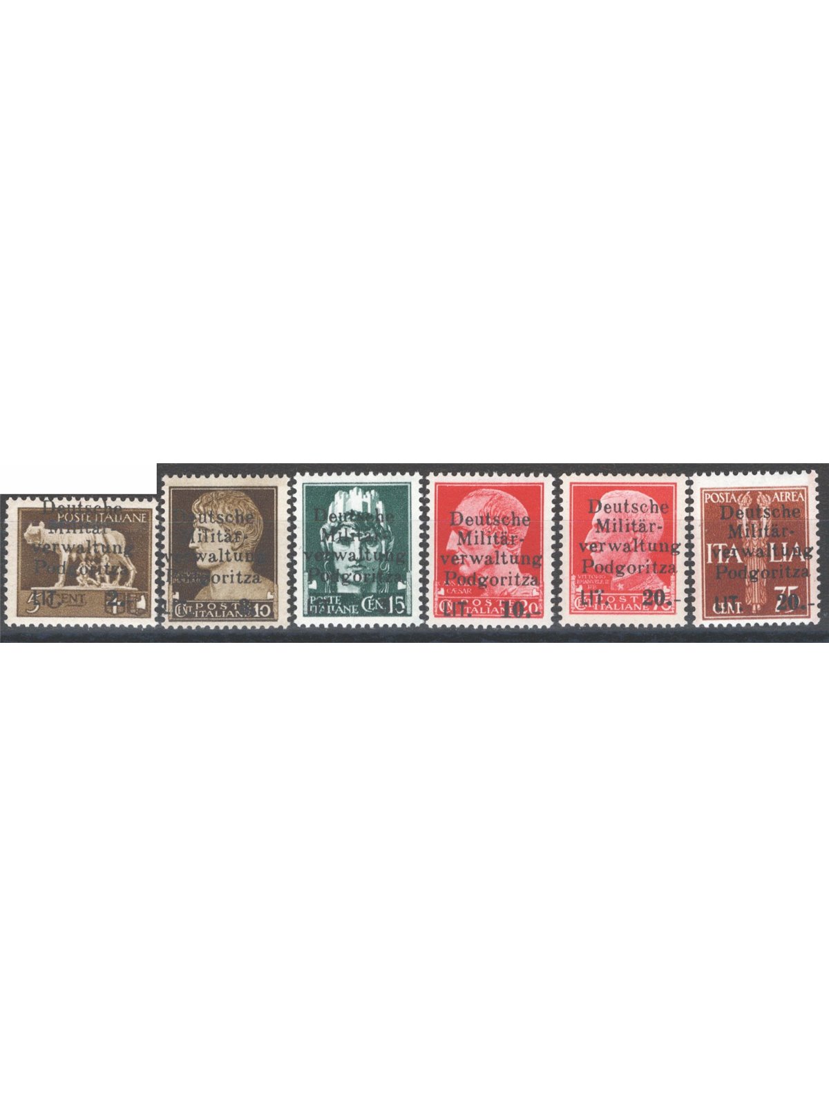 Montenegro 1944 MNH Imperial and Pegasus overprinted unissued Michel 1/6