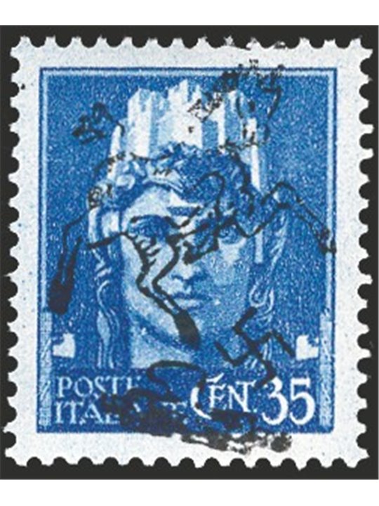 Napoli Liberazione dall'Occup. Nazista 1943 Imperiale 35 c. con soprast. nera della rivolta antinazista CEI n° 2A Cert. IC (**)
