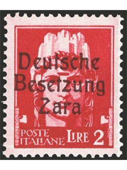 Zara 1943 Imperial 2 £ with occupation overprint no. 12. CiBaFil certified. Cat. €300 (**)