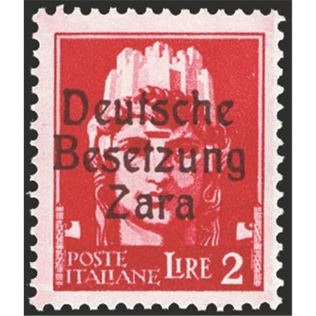 Zara 1943 Imperial 2 £ with occupation overprint no. 12. CiBaFil certified. Cat. €300 (**)