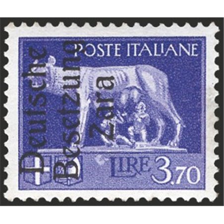 Zara 1943 Imperial 3.70 £ violet with occupation overprint no. 14. Ludin BPP postmark. CiBaFil certified. Cat. €15,000 (**)