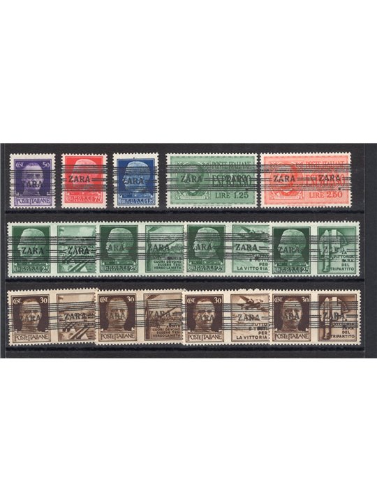 Zara 1943 Soprast. serie n° 24/34 + Ex 3-4 Cert. Biondi Cat. € 1.400 (**)
