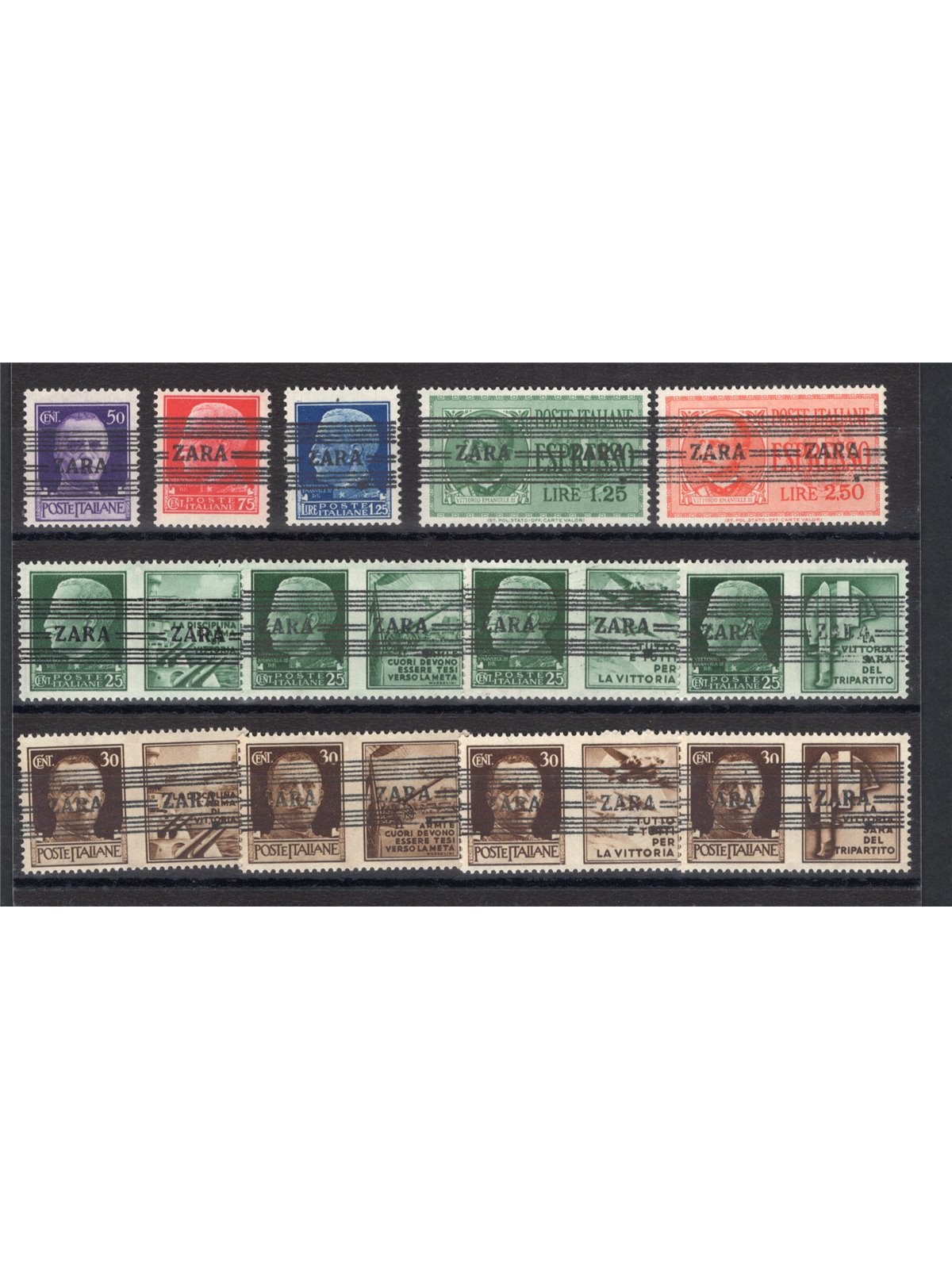 Zara 1943 Soprast. serie n° 24/34 + Ex 3-4 Cert. Biondi Cat. € 1.400 (**)