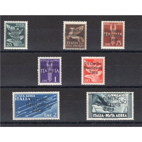 Zara 1943 P.A. Pegasus overprint series No. 1/6 + 9 certified by CiBaFil catalogue value €2,000 (**)