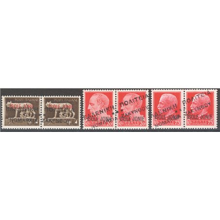 Zara Amm.ne Civile Greca 1943 MNH Imperiale coppie del 5c.-20c.-75c. soprast.