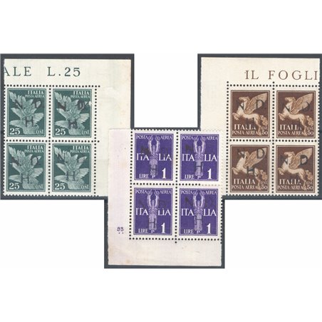 Croazia Sebenico 1943 P.A. Pegaso con soprast. N.D.H. del 1° tipo realizzata dalla tipografia Kacic CEI serie n° 1/3 in quartina