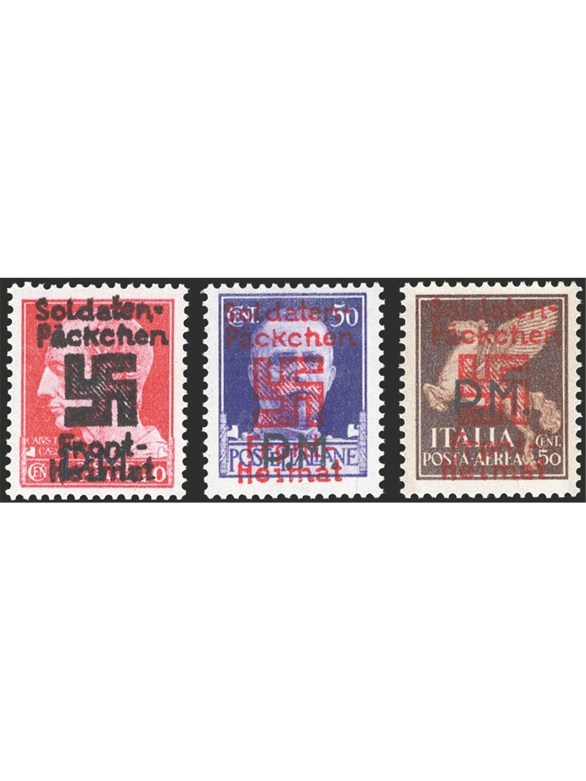 Aegean Sea Thessaloniki 1944 Military postage 20 c. + 50 c. P.A. 50 c. with occupation overprint on a milky background series No