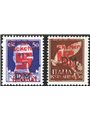 Egeo Salonicco 1944 Franchigia militare 50 c. + P.A. 50 c. con soprast. dell'occupazione senza fondo latteo serie n° 2a/3a **