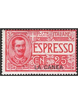 Levante La Canea 1906 Espressi 25 c. rosa soprast. n° 1 Cat. € 50 (**)