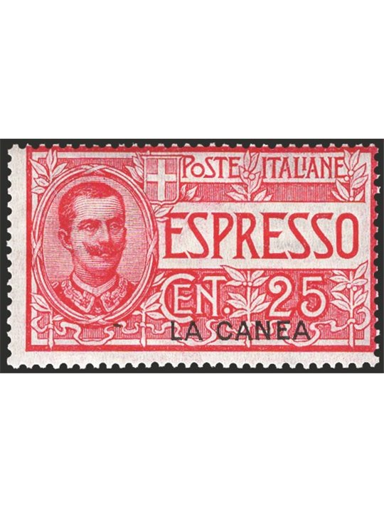 Levante La Canea 1906 Espressi 25 c. rosa soprast. n° 1 Cat. € 50 (**)