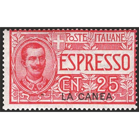 Levante Chania 1906 Express 25 c. pink overprint no. 1. Cat. €50 (**)