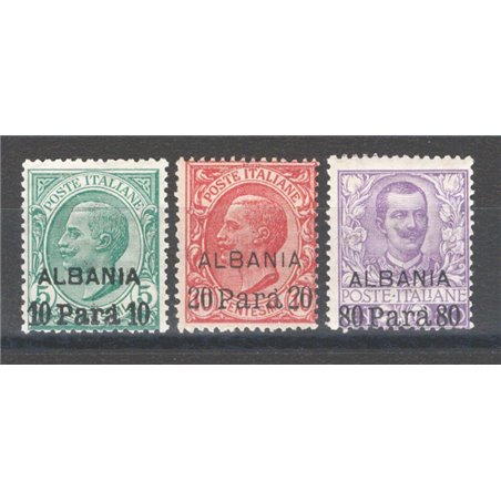 Levante Albania 1907 Overprint series no. 7/9 CiBaFil certificate Cat. €450 (**)