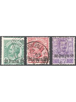 Levant Albania 1907 Overprinted series no. 10/12 Cat. €70 (U)