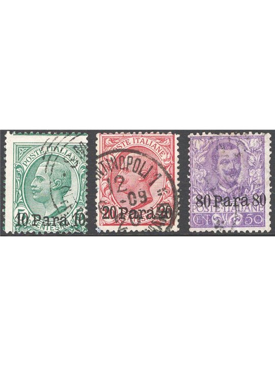 Levante Albania 1907 Soprast. serie n° 10/12 Cat. € 70 (U)