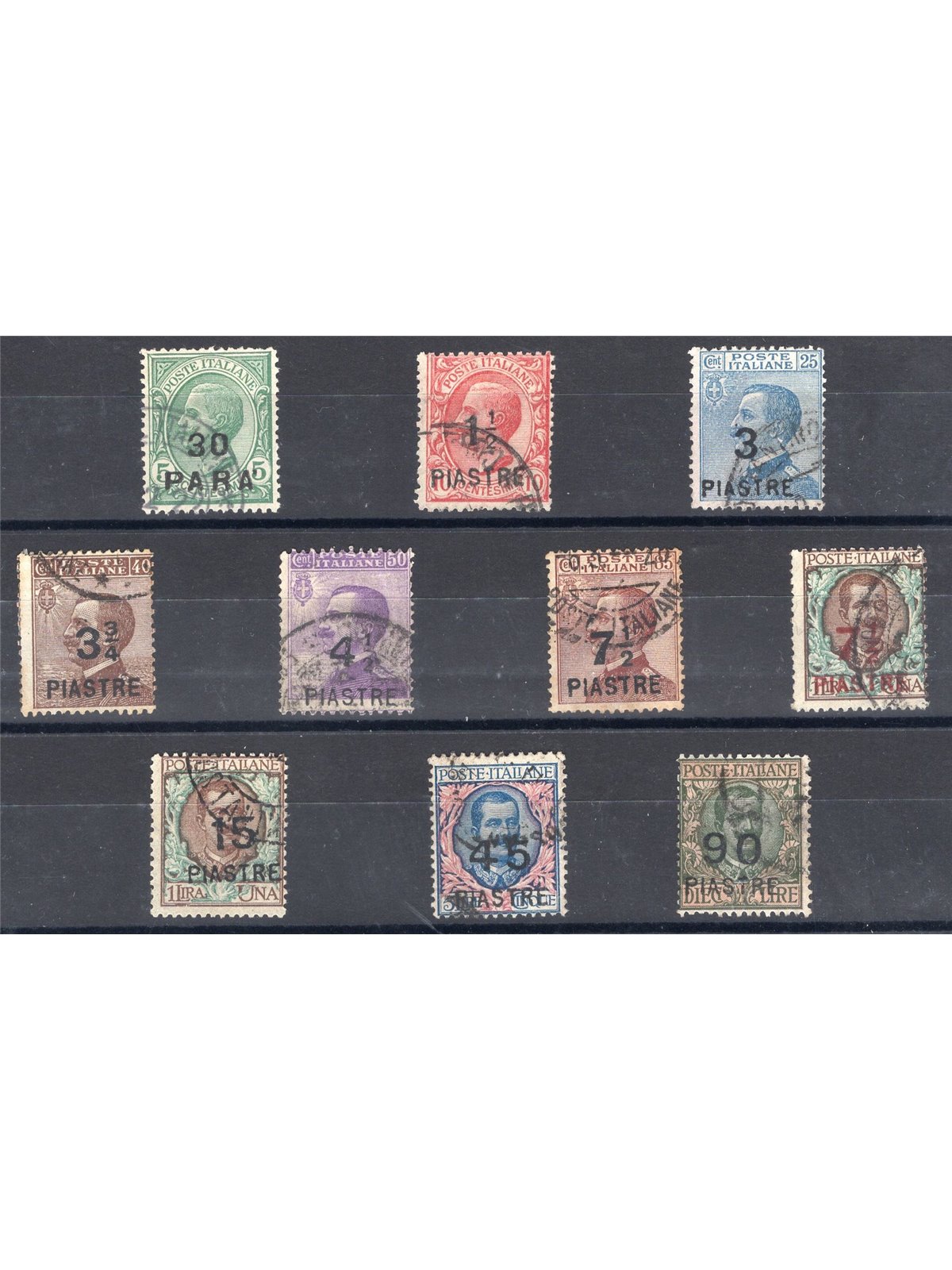 Levante Costantinopoli 1922 VIII Emissione locale serie n° 58/67 Cert. Biondi Cat. € 800 (U)
